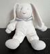 Vintage Eden White Velour Bunny Rabbit 11 Blue Stuffed Animal Plush Soft Toy