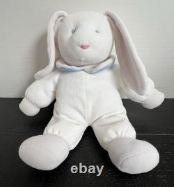 Vintage Eden White Velour Bunny Rabbit 11 Blue Stuffed Animal Plush Soft Toy
