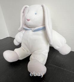 Vintage Eden White Velour Bunny Rabbit 11 Blue Stuffed Animal Plush Soft Toy
