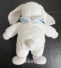 Vintage Eden White Velour Bunny Rabbit 11 Blue Stuffed Animal Plush Soft Toy