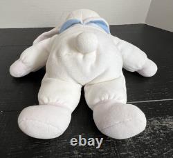 Vintage Eden White Velour Bunny Rabbit 11 Blue Stuffed Animal Plush Soft Toy
