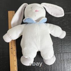 Vintage Eden White Velour Bunny Rabbit 11 Blue Stuffed Animal Plush Soft Toy