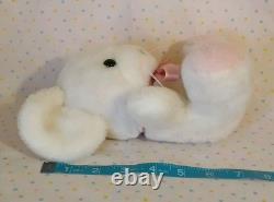 Vintage Gund White Mouse Rattle Stuffed Animal Plush Toy 7 Pink Feet Black Nose