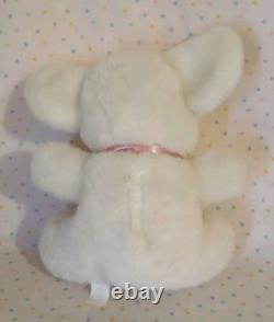 Vintage Gund White Mouse Rattle Stuffed Animal Plush Toy 7 Pink Feet Black Nose