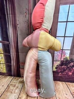 Vintage Hard Faced Clown Jester Large Plush Stuffed Animal