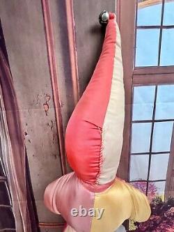 Vintage Hard Faced Clown Jester Large Plush Stuffed Animal
