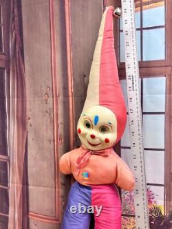Vintage Hard Faced Clown Jester Large Plush Stuffed Animal