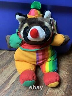 Vintage Hugfun Rainbow Raccoon Plush Clown Stuffed Animal Toy 15