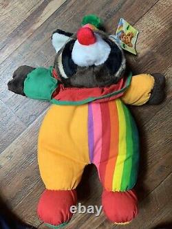 Vintage Hugfun Rainbow Raccoon Plush Clown Stuffed Animal Toy 15