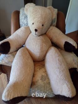 Vintage Jointed Teddy Bear Plush Huge Stuffed Animal Realistic Rare Extra Large