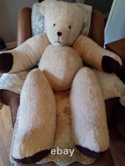 Vintage Jointed Teddy Bear Plush Huge Stuffed Animal Realistic Rare Extra Large