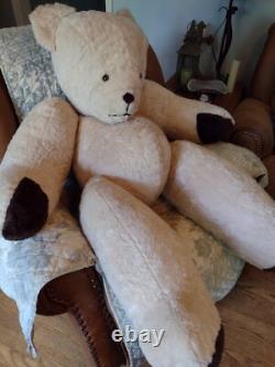 Vintage Jointed Teddy Bear Plush Huge Stuffed Animal Realistic Rare Extra Large