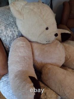 Vintage Jointed Teddy Bear Plush Huge Stuffed Animal Realistic Rare Extra Large