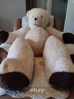 Vintage Jointed Teddy Bear Plush Huge Stuffed Animal Realistic Rare Extra Large