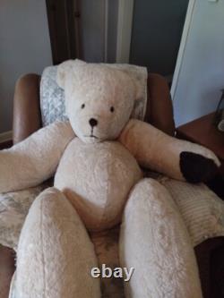 Vintage Jointed Teddy Bear Plush Huge Stuffed Animal Realistic Rare Extra Large