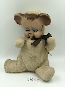Vintage Knickerbocker Pouting Teddy Bear, plush, with a rubber face 1950's