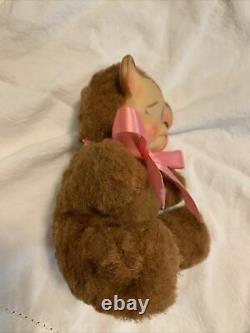 Vintage Knickerbocker Pouting Teddy Bear, plush, with a rubber face 1950's