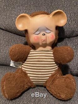 Vintage Knickerbocker Sad Face Teddy Bear Plush 10 1960s Kitsch