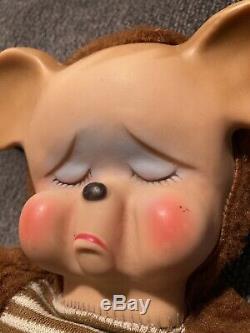 Vintage Knickerbocker Sad Face Teddy Bear Plush 10 1960s Kitsch