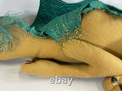 Vintage Large Dragon 40 Long Plush Stuffed Animal Gold Turquoise Huge