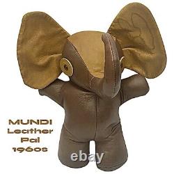 Vintage Leather Elephant By Mundi Brazil Midcentury Plush Rare Stuffed Animal