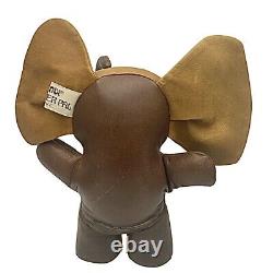 Vintage Leather Elephant By Mundi Brazil Midcentury Plush Rare Stuffed Animal