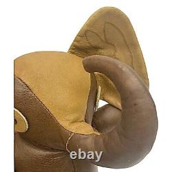 Vintage Leather Elephant By Mundi Brazil Midcentury Plush Rare Stuffed Animal