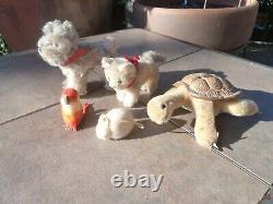 Vintage Lot 5 STEIFF Mohair Small Stuffed Plush Animal Dog Cat Mouse Bird Turtle