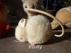 Vintage Lot 5 STEIFF Mohair Small Stuffed Plush Animal Dog Cat Mouse Bird Turtle