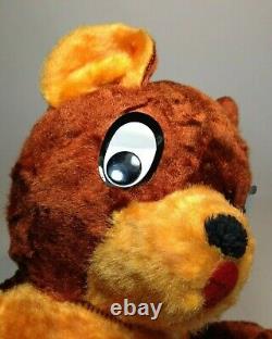 Vintage Mizpah Teddy Bear Plush Faux Mohair Stuffed Animal Brown Orange Toy 20