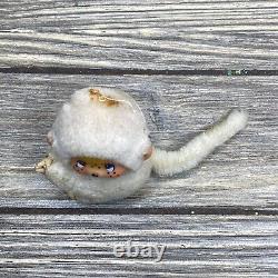 Vintage Monchhichi White Fuzzy Clip On Hands 3 Stuffed Animal Lovey Plush