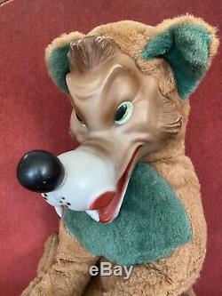 Vintage My Toy Plush Big Bad Wolf Rubber Faced Stuffed Animal Plush Rushton