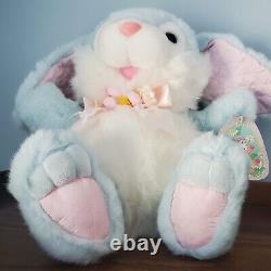 Vintage NWT Fairview Blue Plush Easter Bunny Rabbit Pink Nose, Satin Feet & Ears