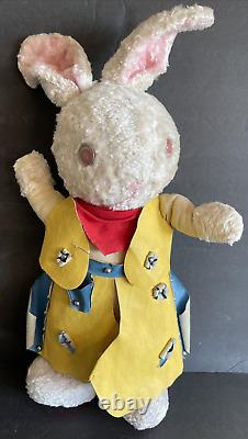 Vintage Plush Cowboy Stuffed Animal Rabbit Bunny Chaps Holster Old West