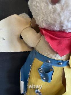 Vintage Plush Cowboy Stuffed Animal Rabbit Bunny Chaps Holster Old West