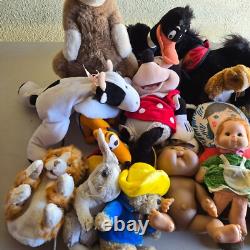 Vintage Plush Dolls Lot Stuffed Animals New and Used