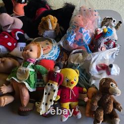Vintage Plush Dolls Lot Stuffed Animals New and Used