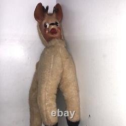 Vintage Plush Rubber Face Reindeer Deer 1959 Columbia Toy Products 15 READ