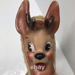 Vintage Plush Rubber Face Reindeer Deer 1959 Columbia Toy Products 15 READ