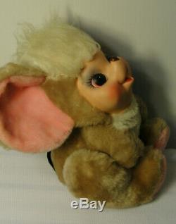 Vintage RUSHTON Rubber Face Plush 16 inches Happy Mouse Pink Ears Distressed