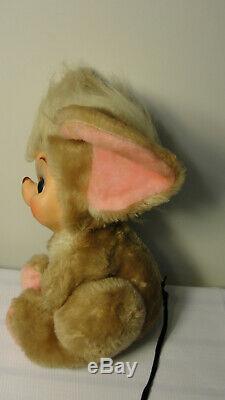 Vintage RUSHTON Rubber Face Plush 16 inches Happy Mouse Pink Ears Distressed