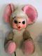 Vintage Rushton Rubber Face Plush Doll 16 Happy Mouse Pink Ears