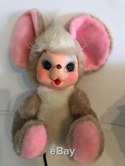 Vintage RUSHTON Rubber Face Plush Doll 16 Happy Mouse Pink Ears