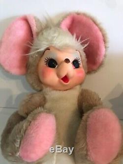 Vintage RUSHTON Rubber Face Plush Doll 16 Happy Mouse Pink Ears