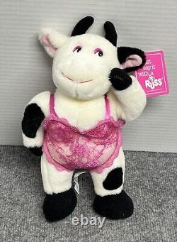 Vintage RUSS Jezebel Lingerie Pink Teddy Cow 11 Plush Stuffed Animal with Tags