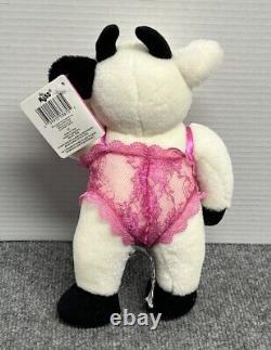 Vintage RUSS Jezebel Lingerie Pink Teddy Cow 11 Plush Stuffed Animal with Tags