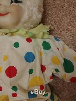 Vintage Rare Rubber Faced Plush Toy Rushton Clown Bunny rabbit Stuffed Animal