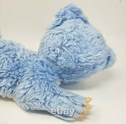 Vintage Rubber Face Blue + White Laying Teddy Bear Stuffed Animal Plush Antique