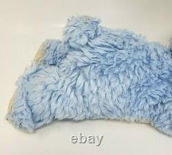 Vintage Rubber Face Blue + White Laying Teddy Bear Stuffed Animal Plush Antique