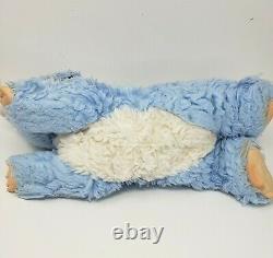 Vintage Rubber Face Blue + White Laying Teddy Bear Stuffed Animal Plush Antique